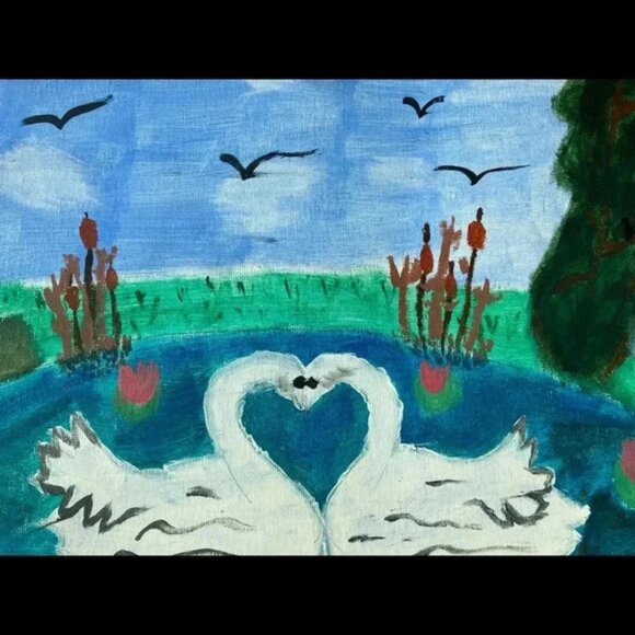 Loving swan painting - Picture 3 of 4